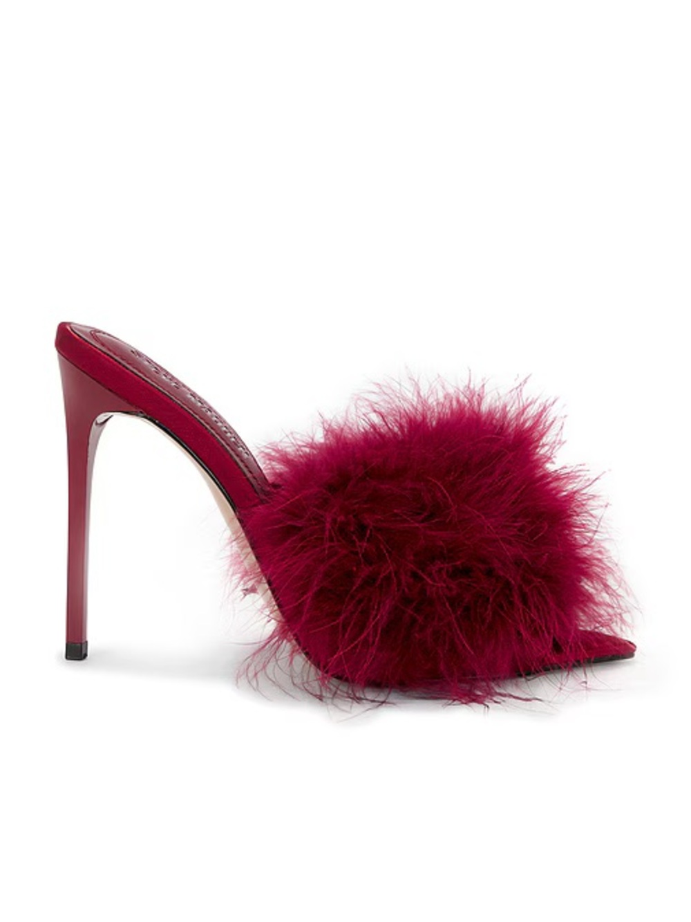 Steve Madden Burgundy Feathered Stiletto Mule